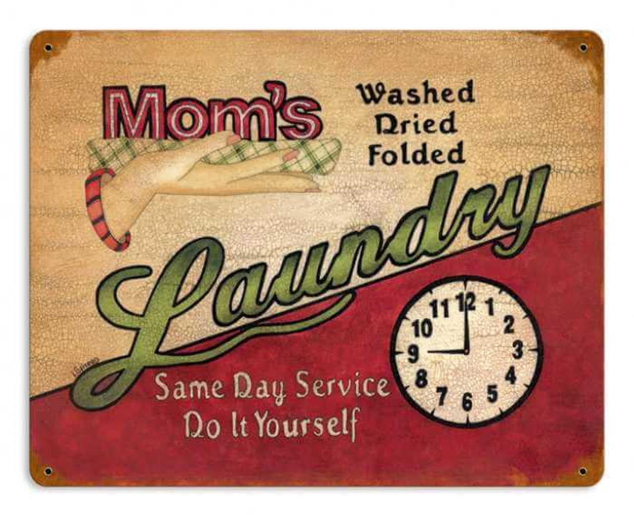 Retro Mom's Laundry Metal Sign 14 x 11 Inches