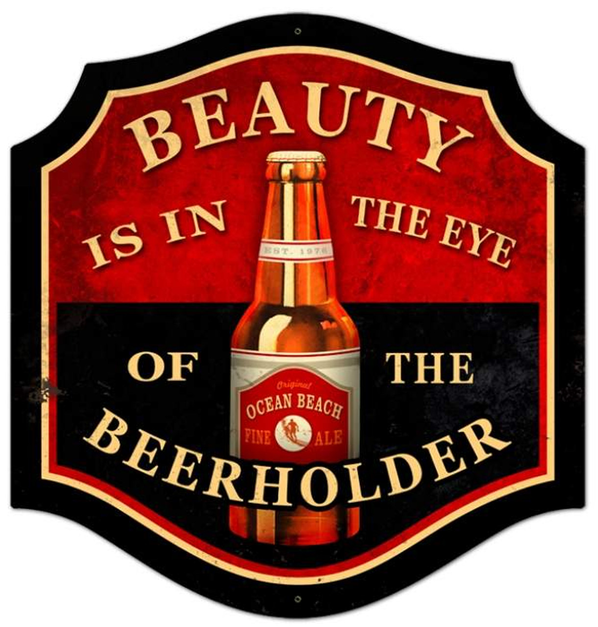 Retro Beauty Beer Holder Metal Sign 20x20 Inches