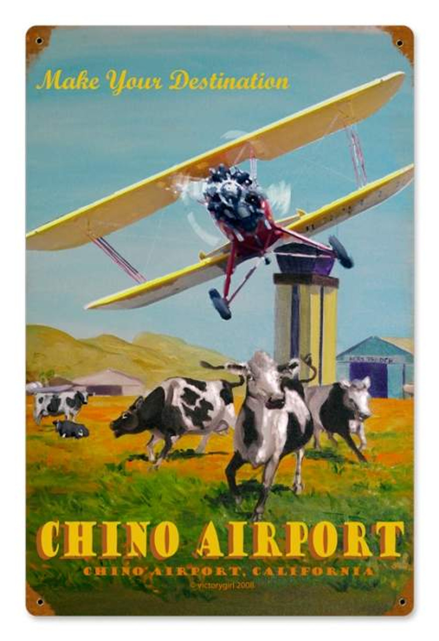 Vintage Chino Airport Metal Sign 12 x 18 Inches