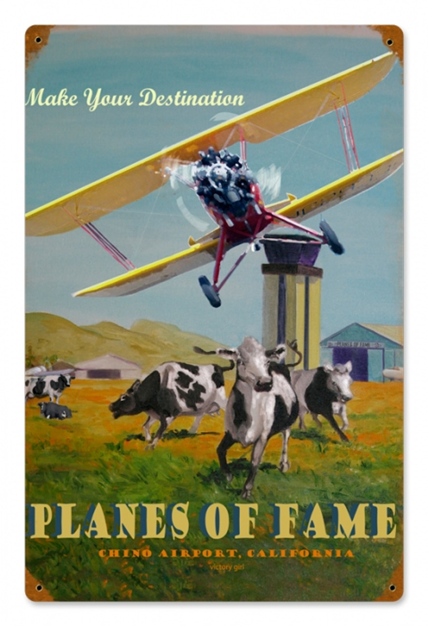 Vintage Planes of Fame Metal Sign 12 x 18 Inches