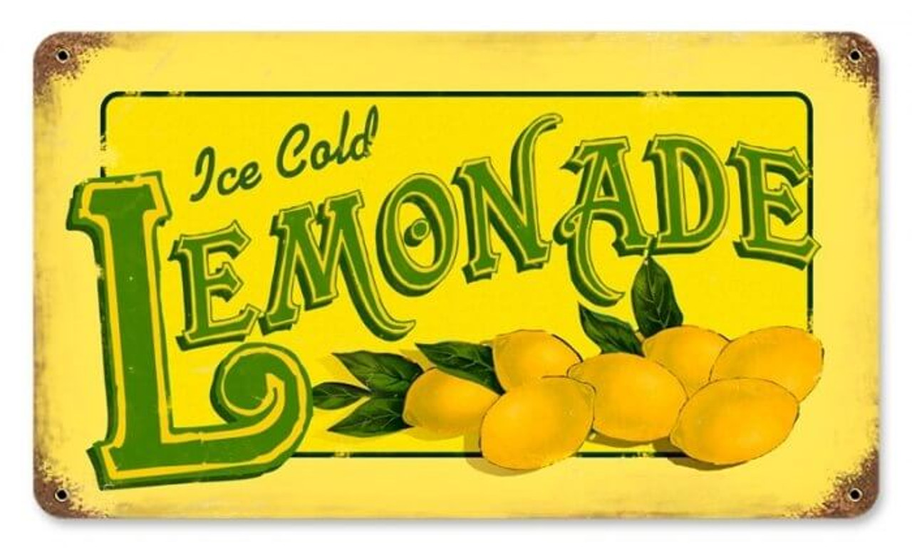 Retro Lemonade Metal Sign 14 X 8 Inches