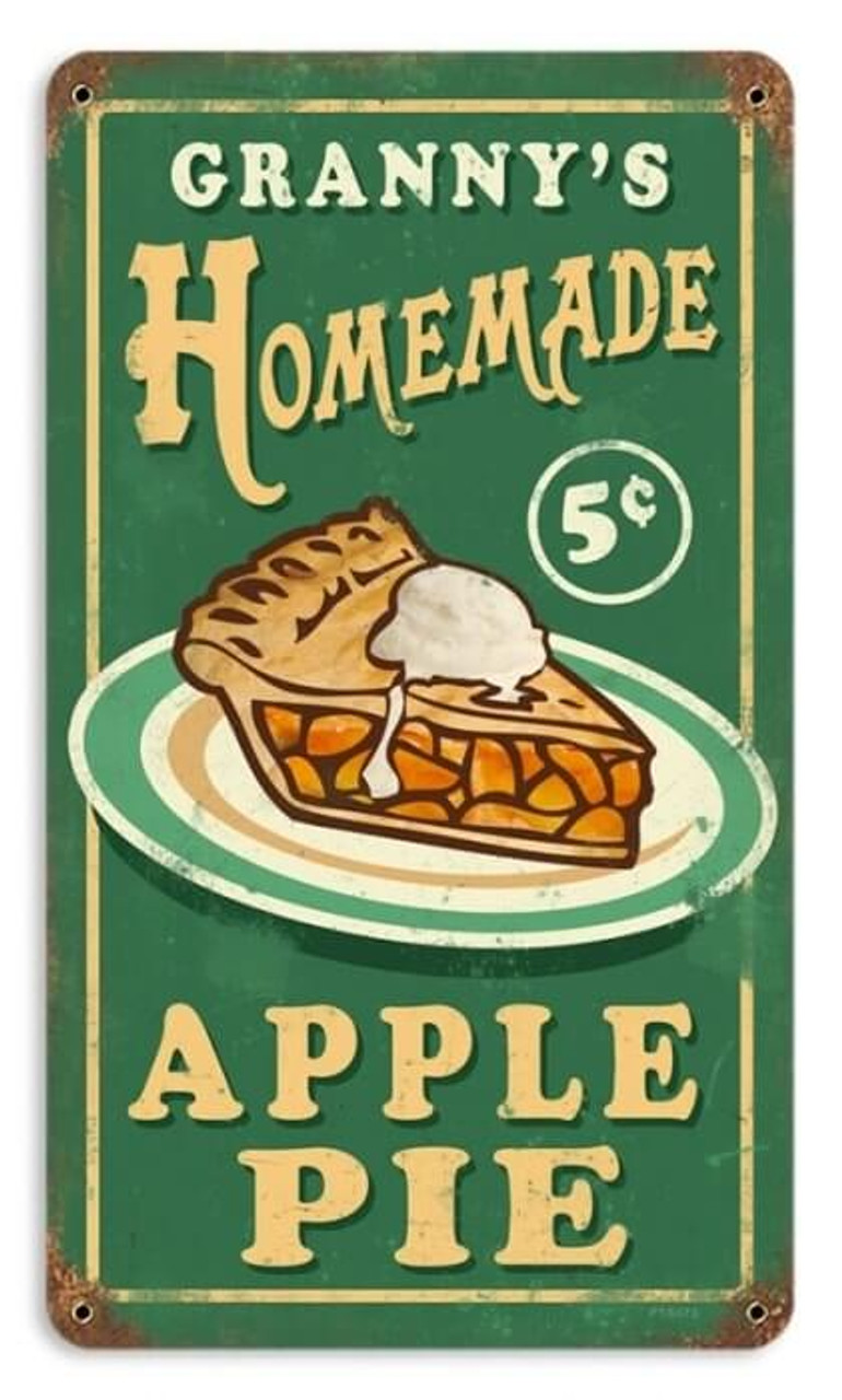 Vintage Granny's Apple Pie Metal Sign    8 x 14 Inches