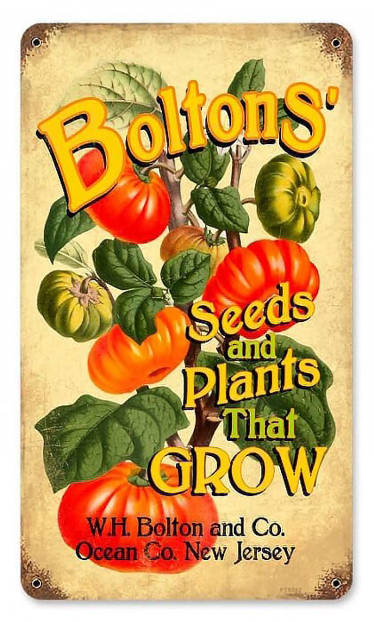 Vintage Bolton's Seeds Metal Sign 8 x 14 Inches