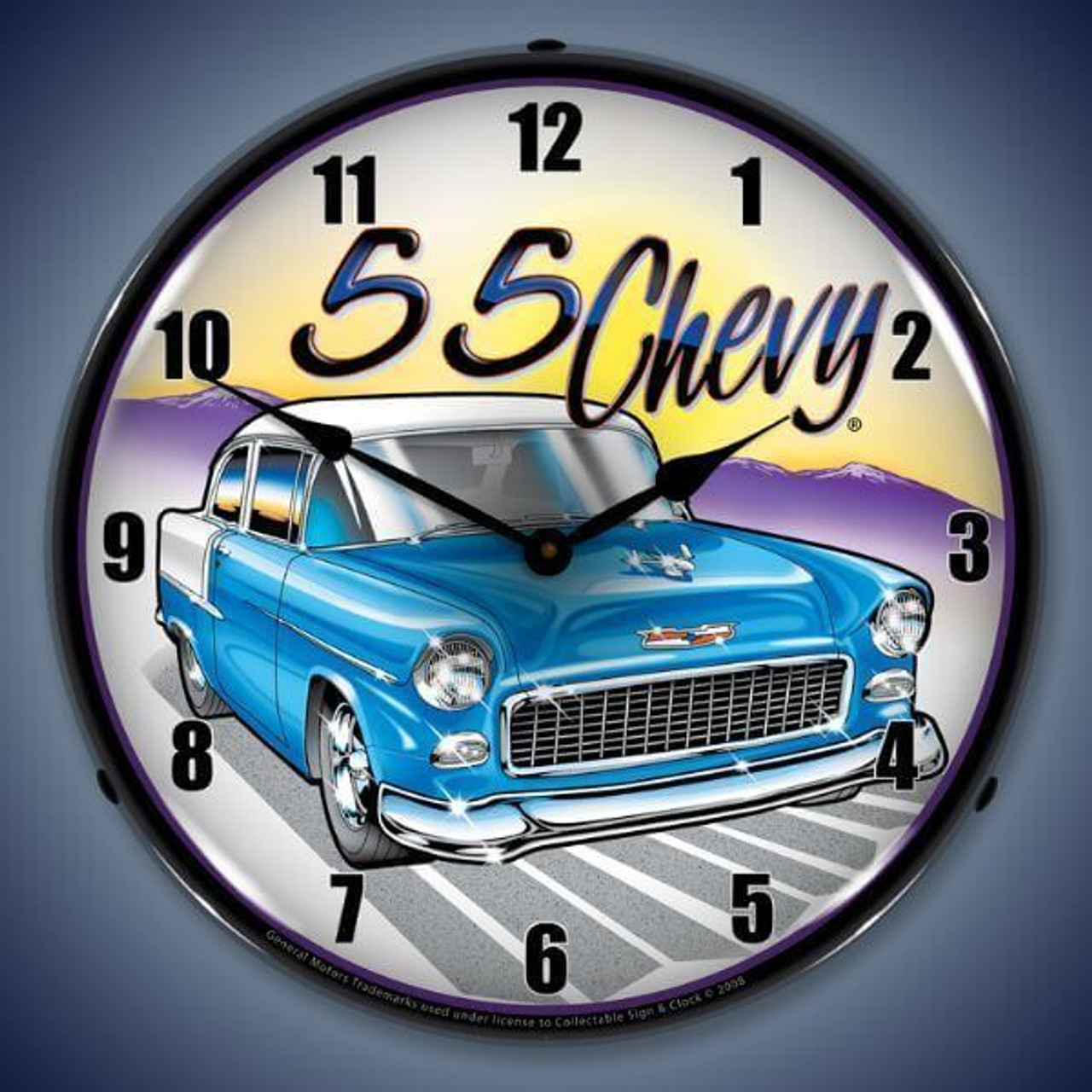 Retro  1955 Chevy Lighted Wall Clock 14 x 14 Inches