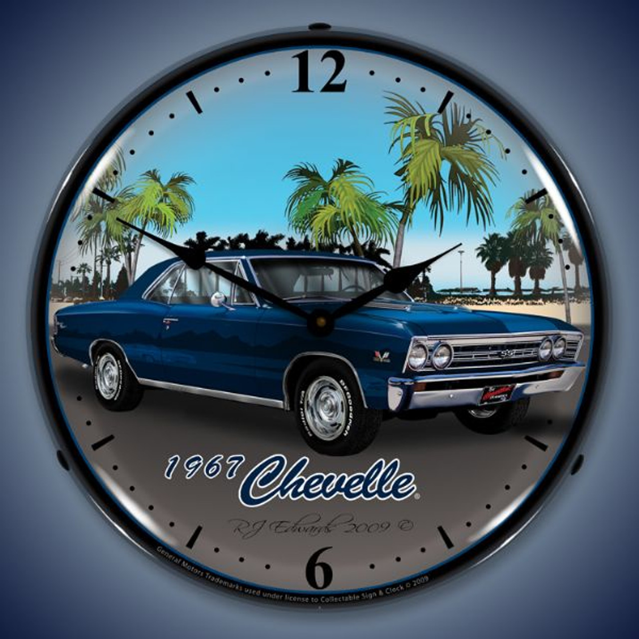 Retro  1967 Chevelle Lighted Wall Clock 14 x 14 Inches