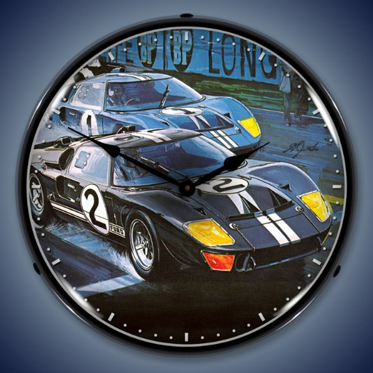 Retro  GT-40 Lighted Wall Clock 14 x 14 Inches