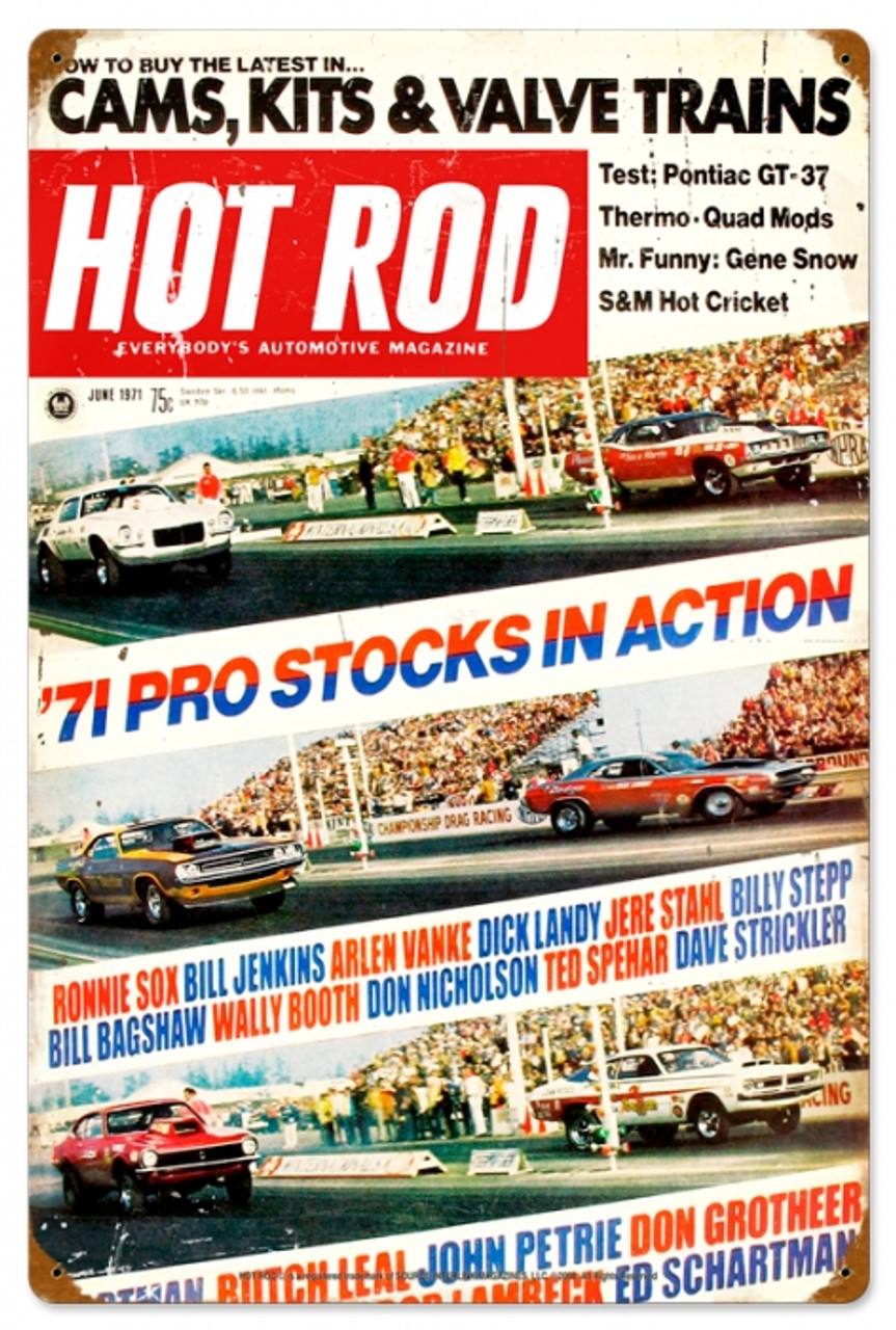 Retro Hot Rod Magazine Pro Stocks Metal Sign16 x 24 Inches