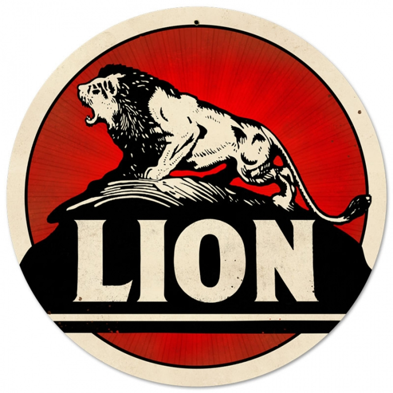 Retro Lion Gasoline Metal Sign 14 x 14 Inches