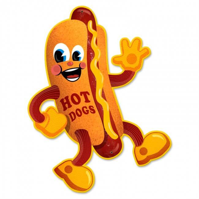 Retro Hot Dog Custom Shape Metal Sign 16 x 20 Inches