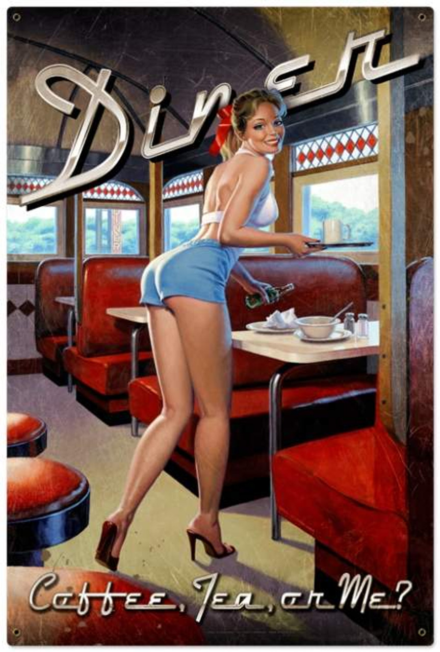 Retro Diner  - Pin-Up Girl Metal Sign 24 x 36 Inches