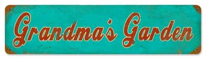 Retro Grandmas Garden Metal Sign 20 x 5 Inches