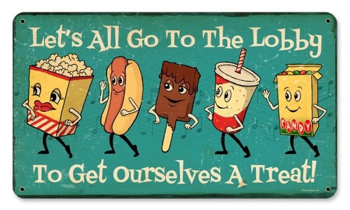 Retro Snacks Go To Lobby Metal Sign