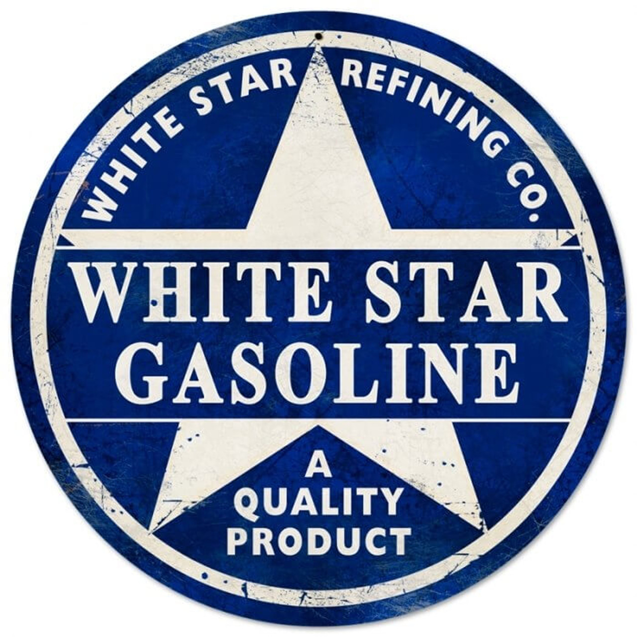 Retro White Star Gasoline Metal Sign 14 x 14 Inches