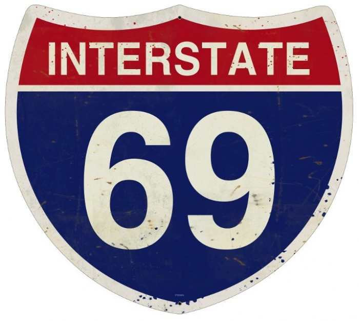 Retro Metal Sign Interstate 69 16 x 16 Inches