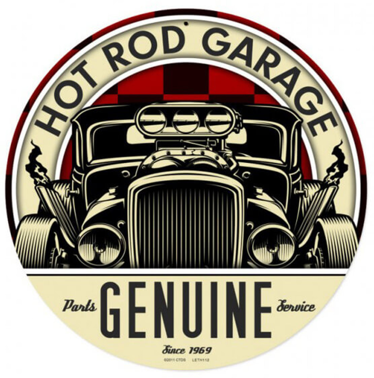 Retro Genuine Hot Rod Metal Sign 14 x 14 Inches