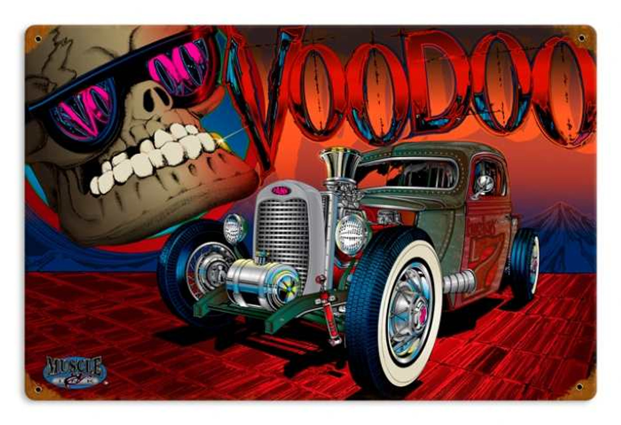 Vintage Rat Rod Voodoo  Metal Sign 12 x 18 inches