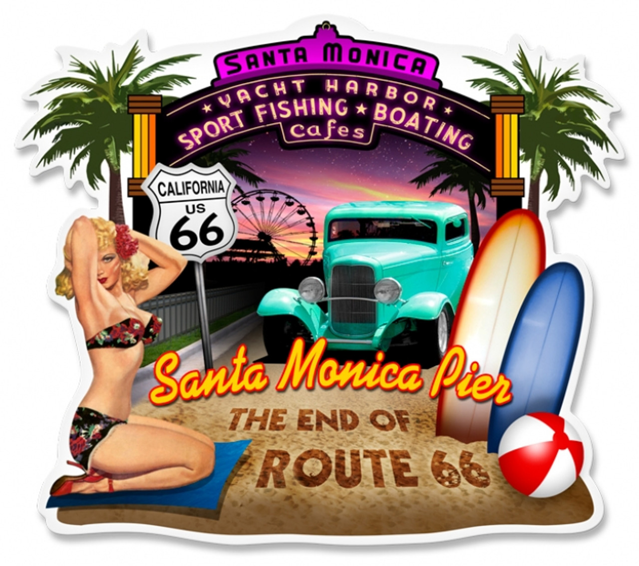 Retro Santa Monica Metal Sign 15 x 17  Inches