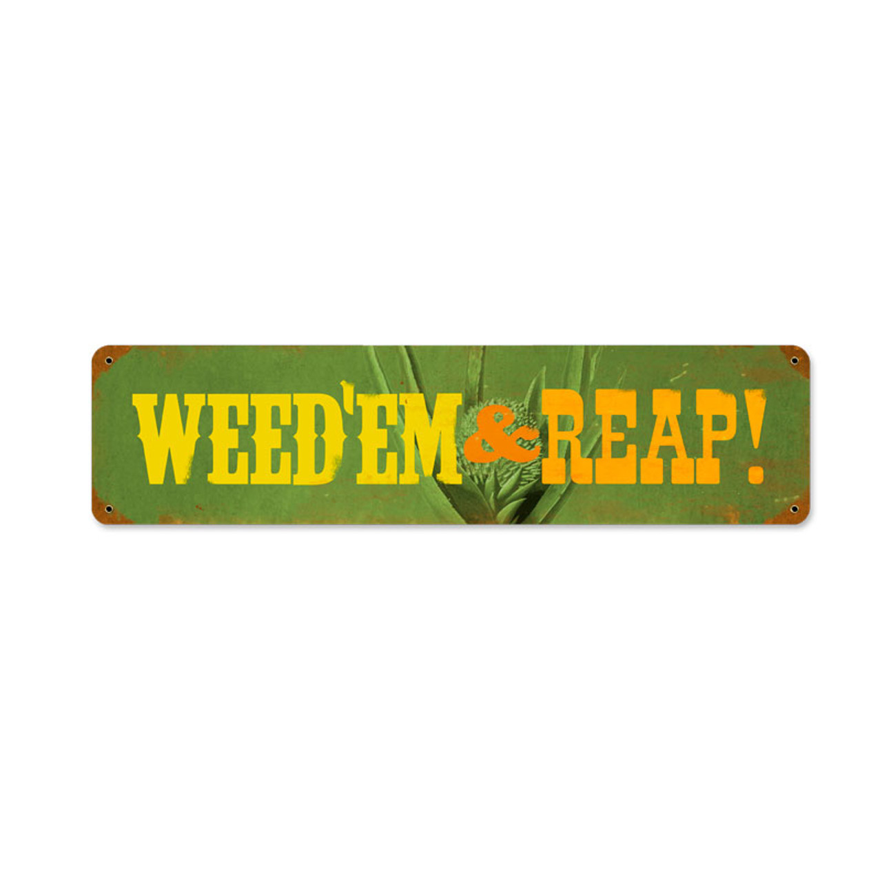 Vintage Weedem Metal Sign 20 x 5 Inches