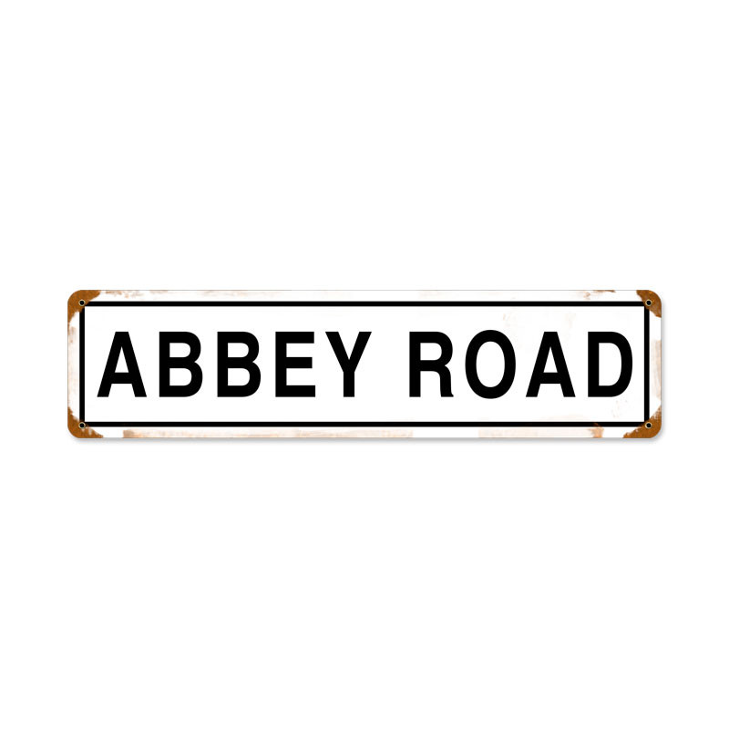 Plaque Métal Vintage "Abbey Road" 20,3 X 30,5 Cm | Décoration Murale Intérieur/Extérieur, Aluminium, Trous De Fixation