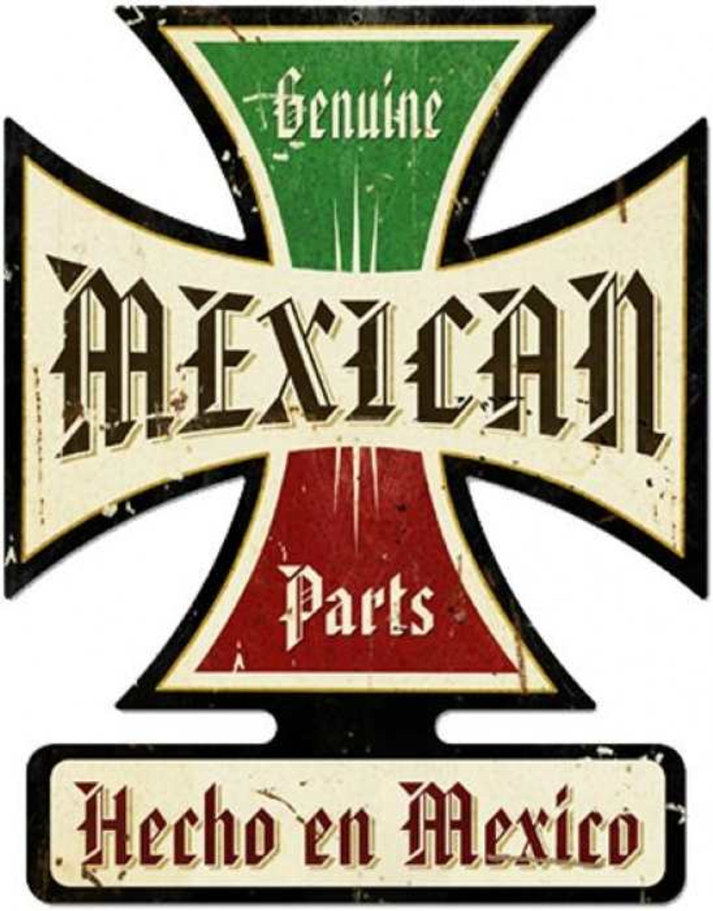 Retro Mexican Parts Iron Cross Metal Sign 19 x 15 Inches