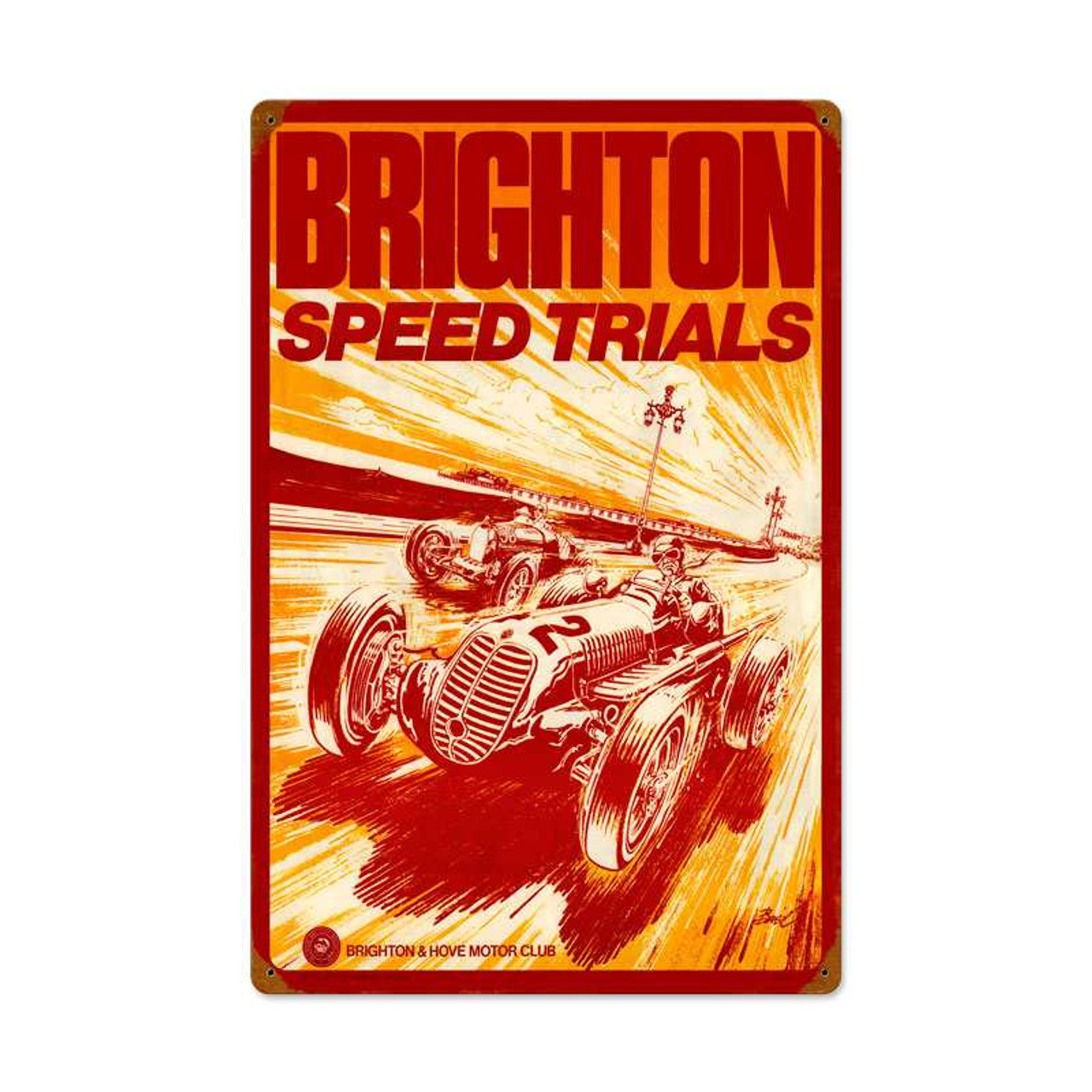 Vintage Brighton Speed Trials Metal Sign 16 x 24 Inches Inches