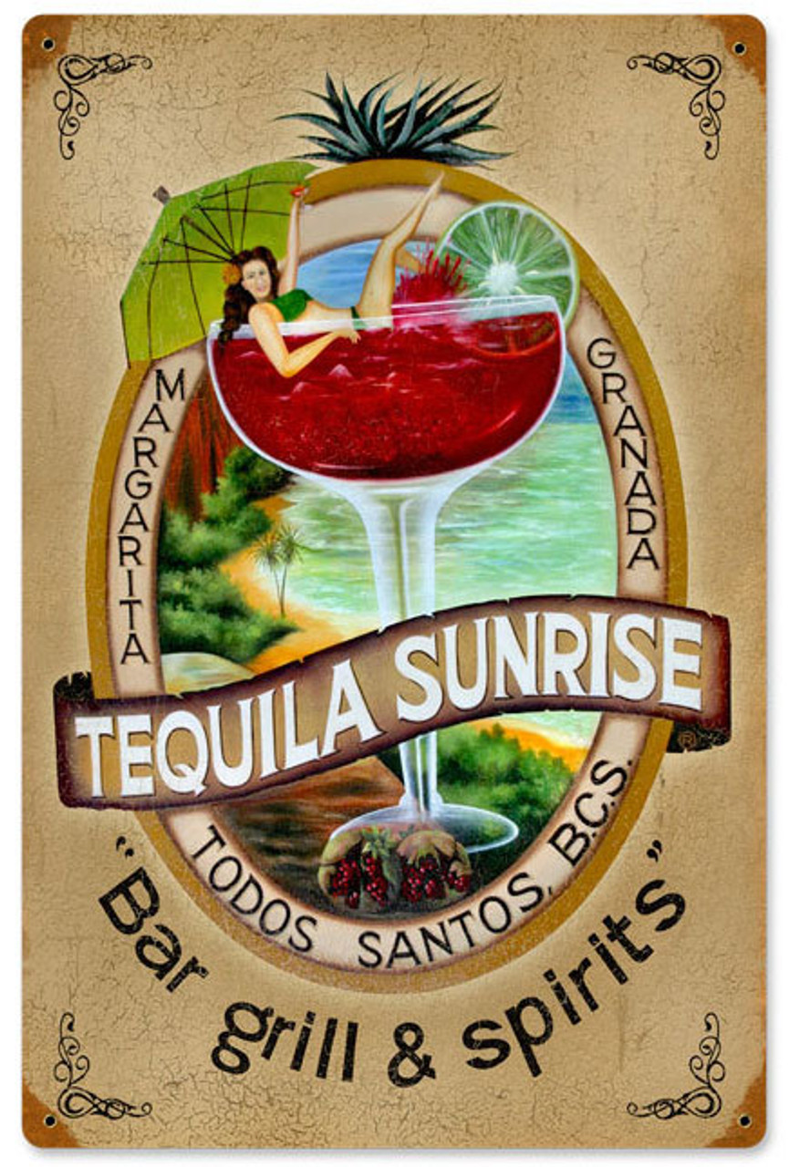 Vintage Tequila Bar Metal Sign  12 x 18 Inches