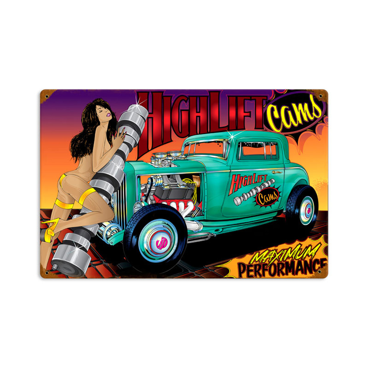 Retro Rat Rod High Lift Metal Sign 18 x 12 Inches