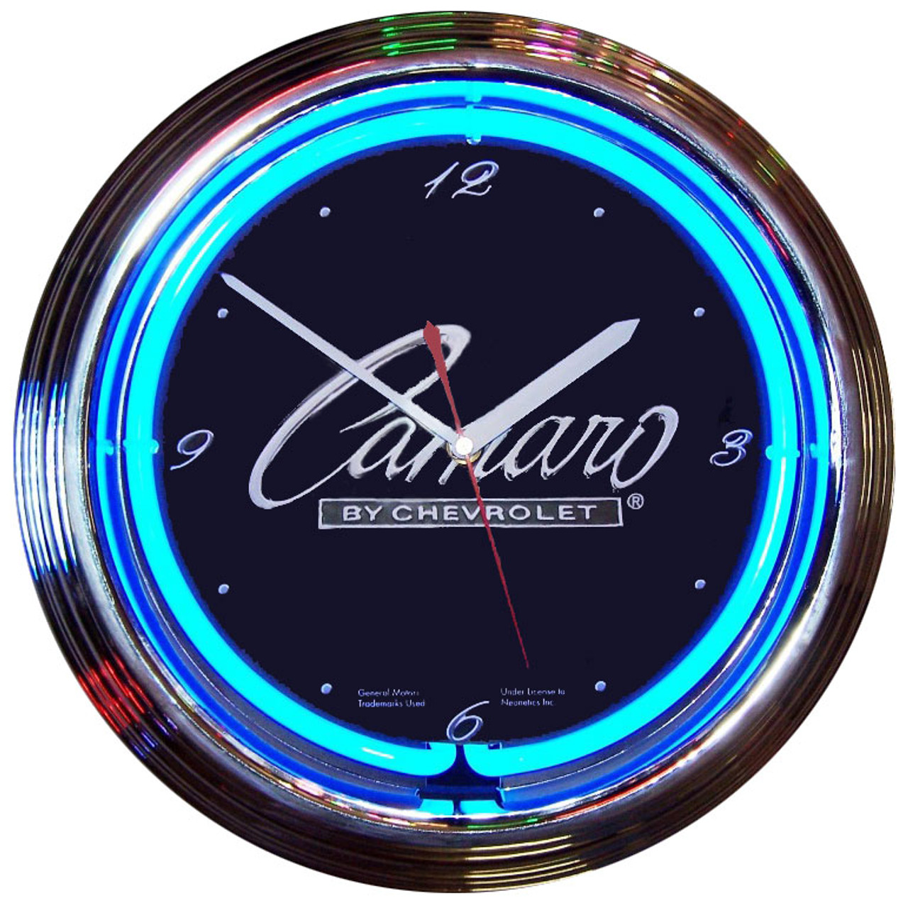 Retro Gm Camaro Script Neon Clock 15 X 15 Inches