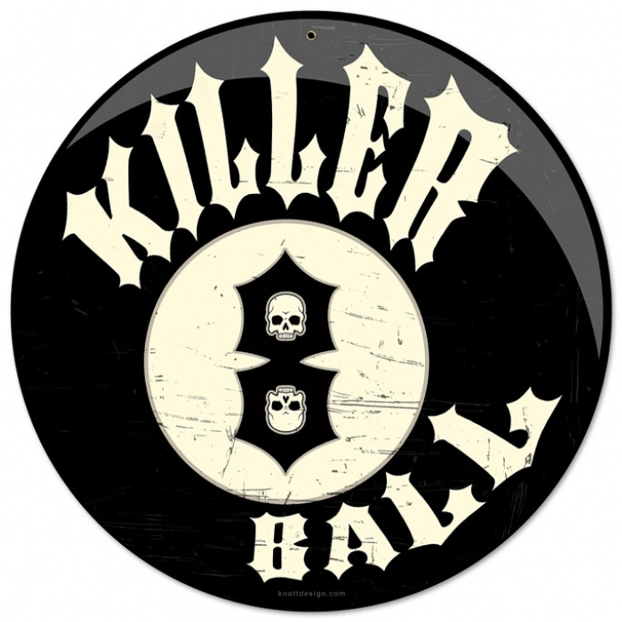 Vintage Killer 8 Ball Round Metal Sign 14 x 14 Inches