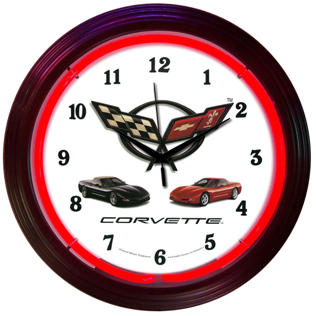 Retro Corvette C5 Neon Clock 15 X 15 Inches