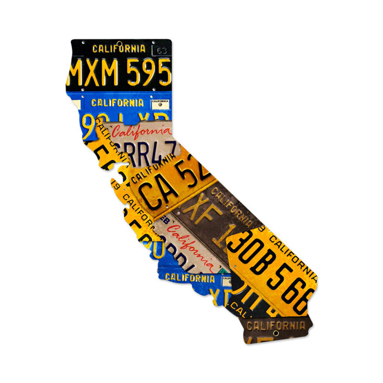 Retro California License Plates Metal Sign 24 x 28 Inches