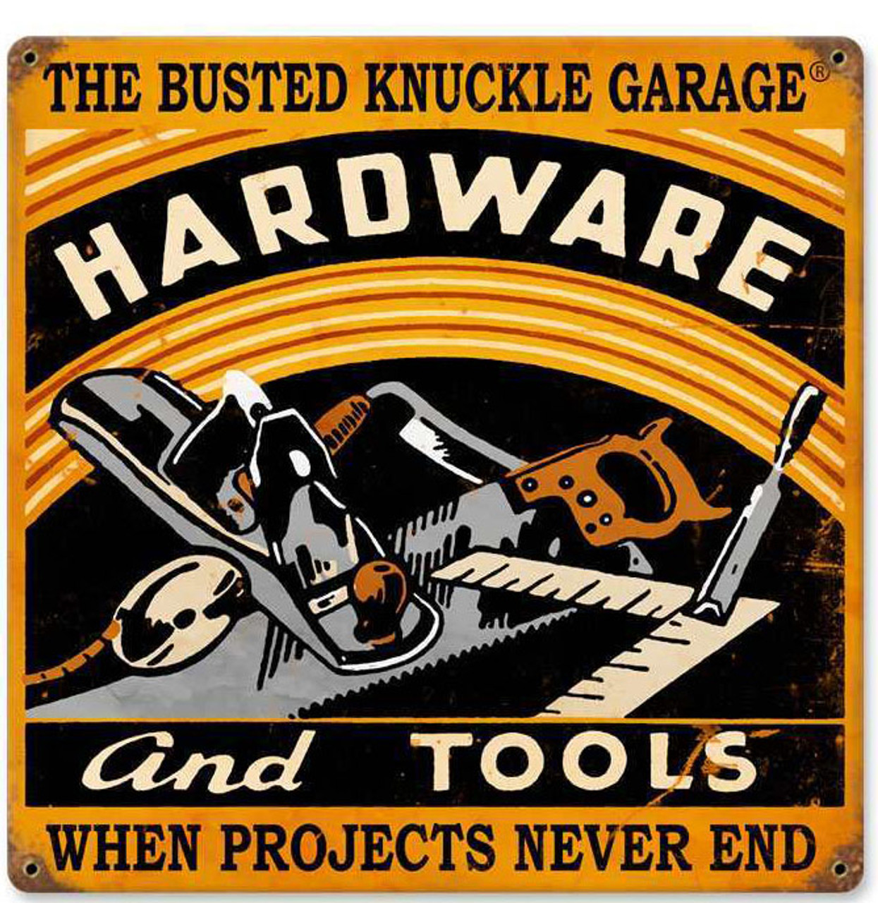 Retro Hardware and Tools Metal Sign 12 x 12 Inches