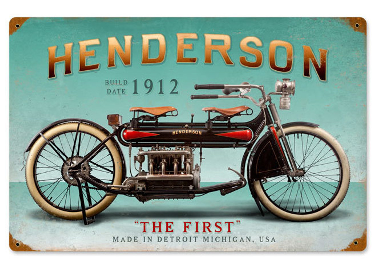 Retro Henderson First Metal Sign 18 x 12 Inches