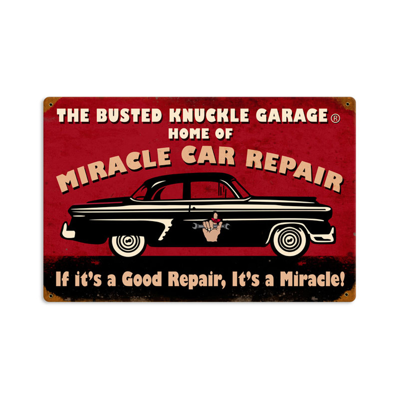 Retro Miracle Car Repair metal Sign  18 x 12 Inches