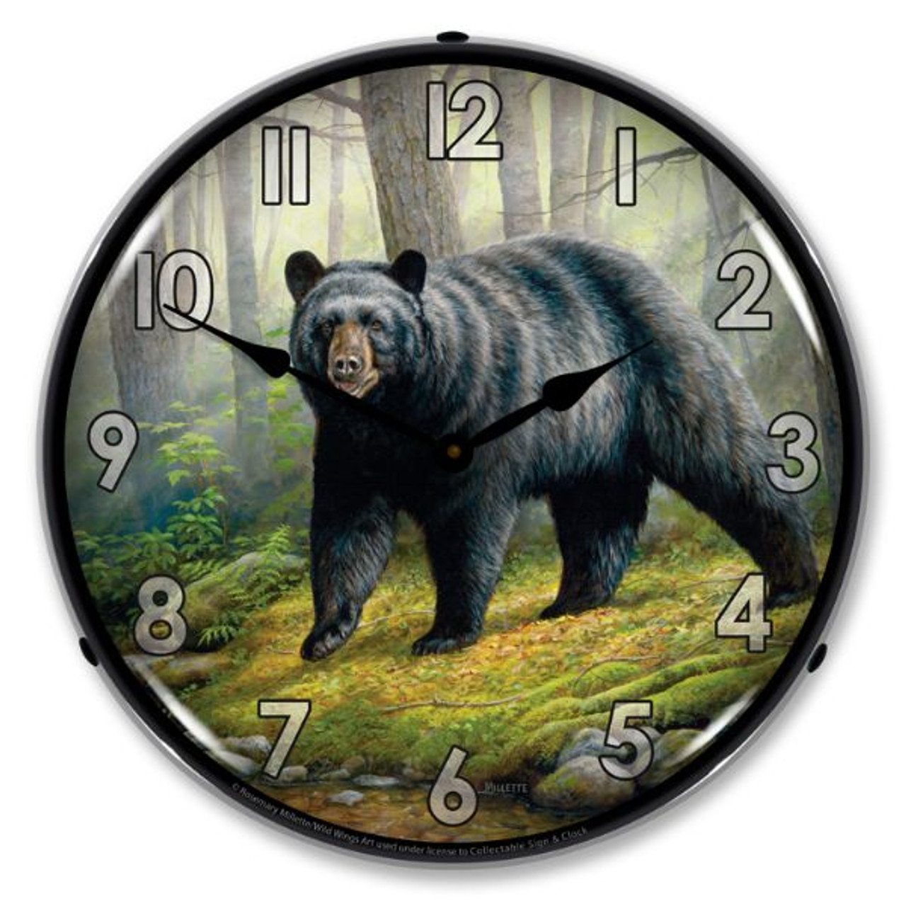 Woodland Morning Bear Lighted Wall Clock