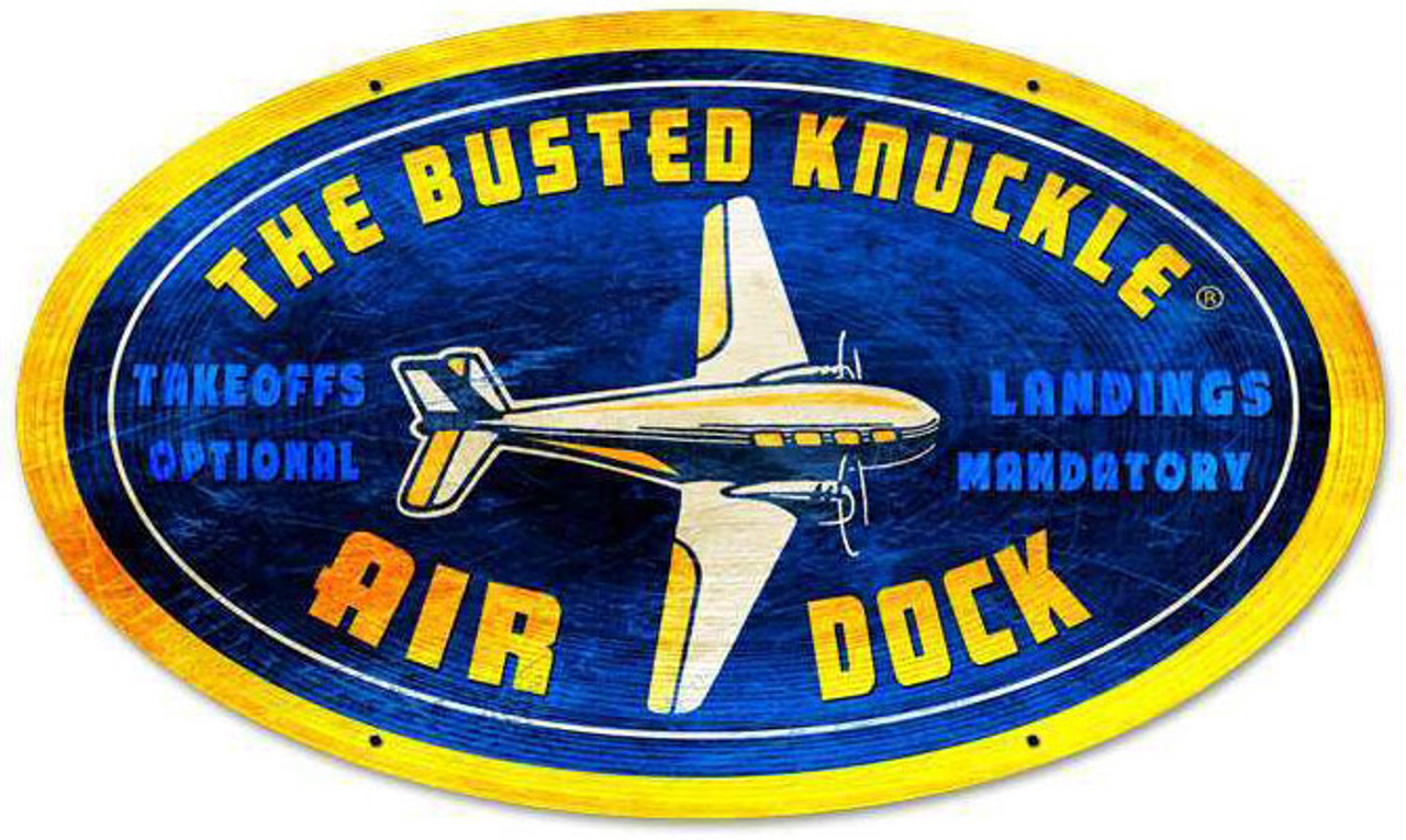 Retro Air Dock Oval Metal Sign 24 x 14 Inches