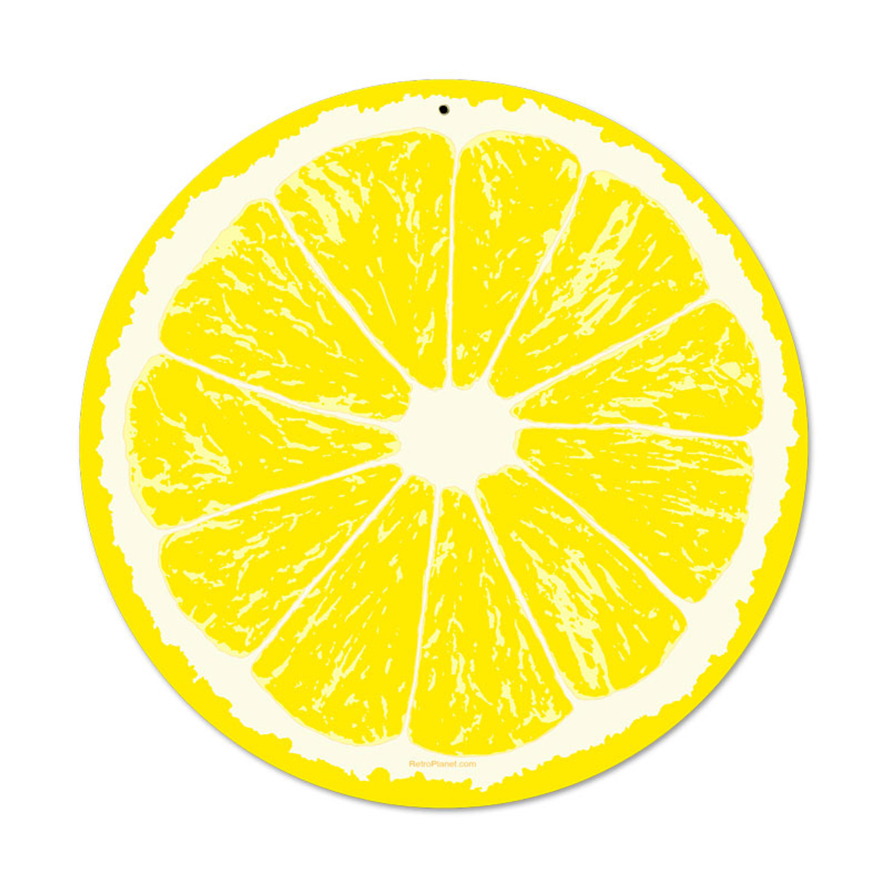 Retro Lemon Round Metal Sign 14 x 14 Inches