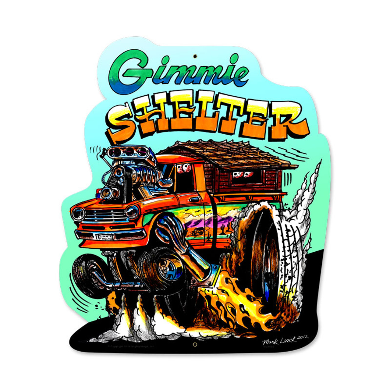 Retro Gimme Shelter Custom Metal Shape 14 x 17 Inches