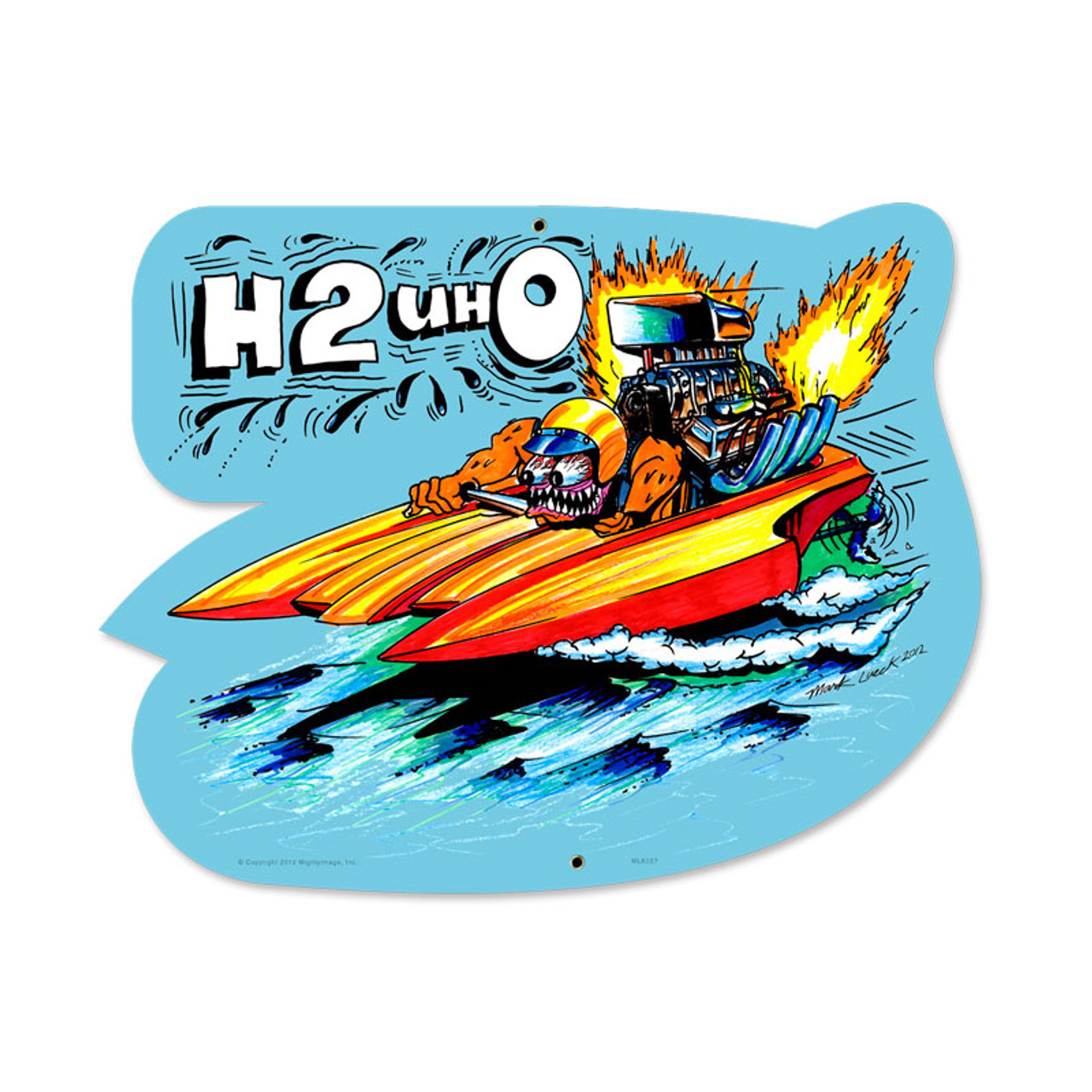 Retro H2 uh O Custom Metal Shape 18 x 14 Inches