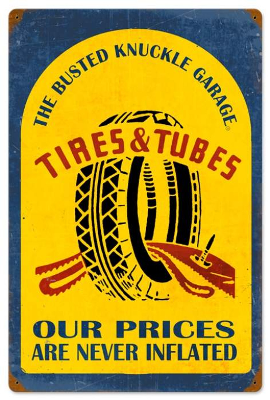 Retro Tire Repair Metal Sign 16 x 24 Inches