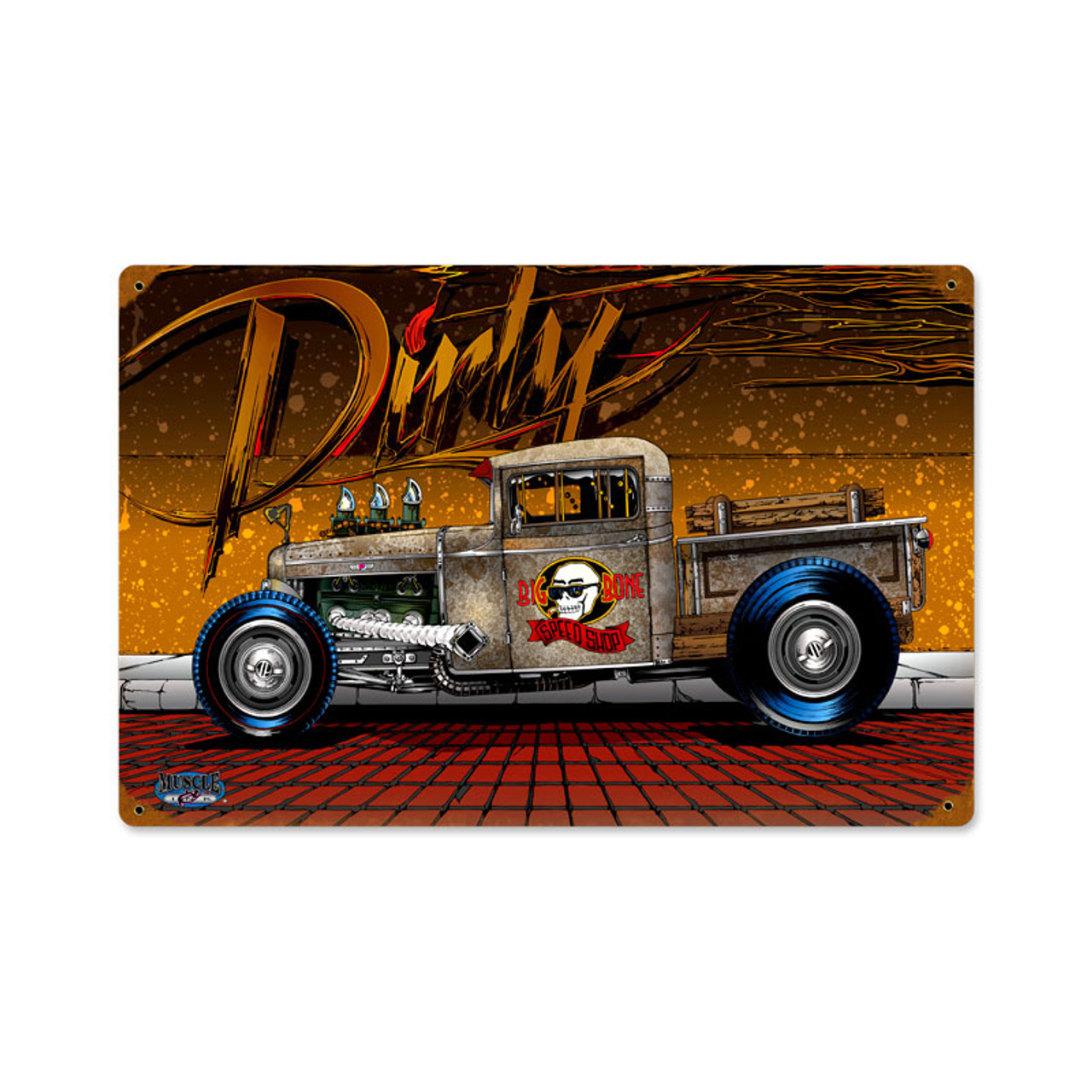 Retro Dirty Rat Rod  Metal Sign 18 x 12 Inches