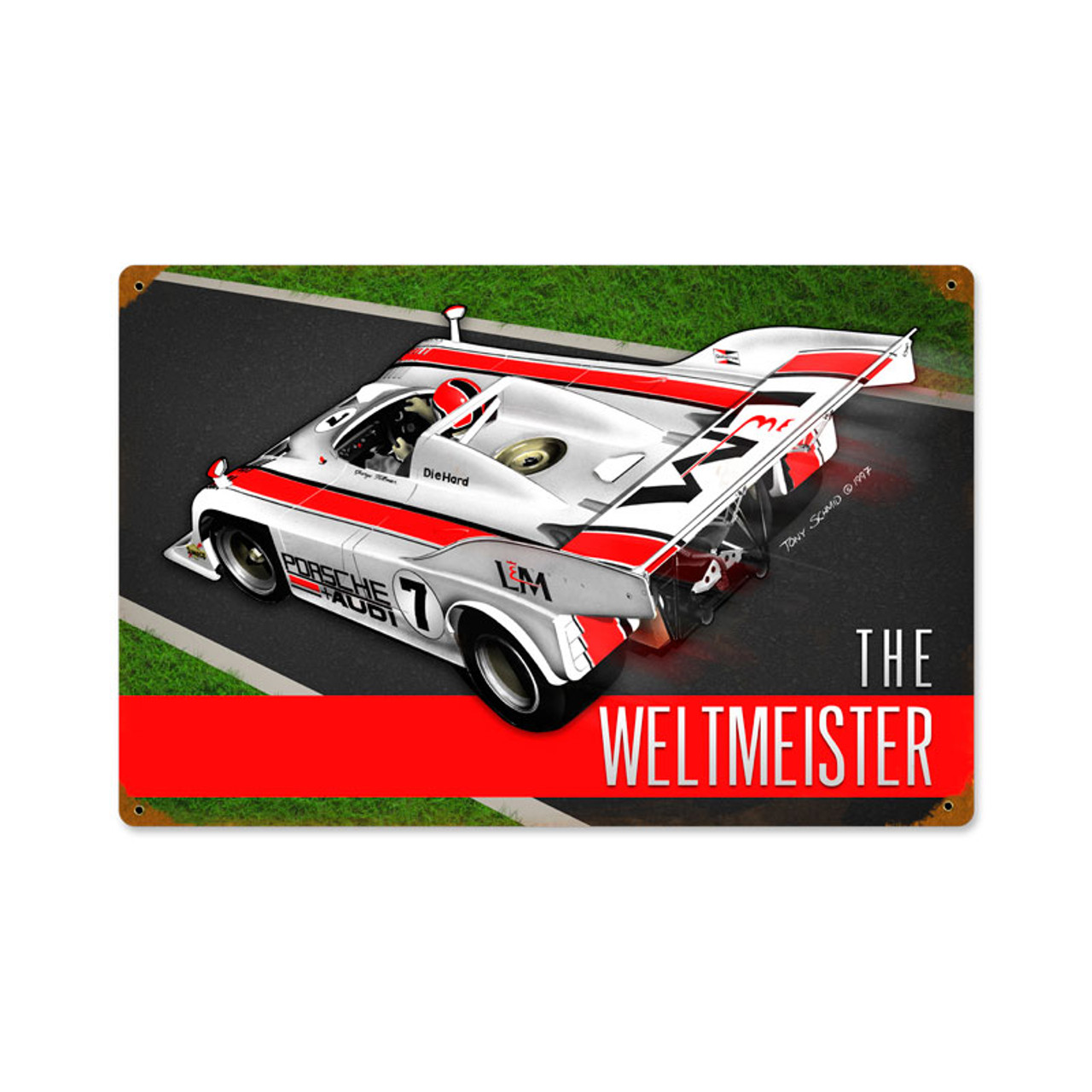 Retro Porsche Weltmeister  Metal Sign 18 x 12 Inches