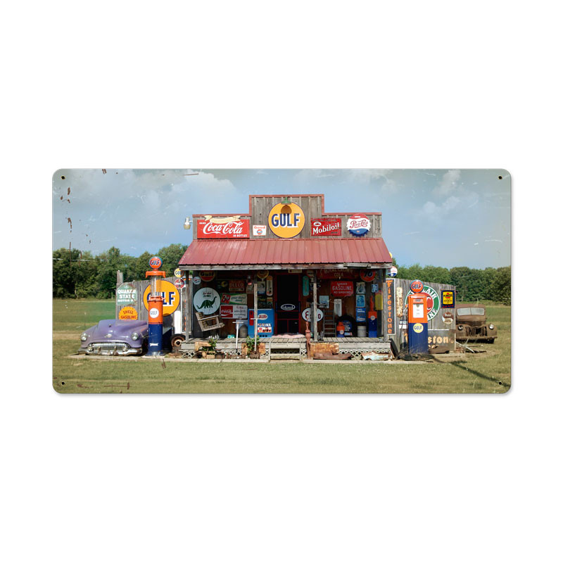 Retro Vintage Gas Station Metal Sign 24 x 12 Inches
