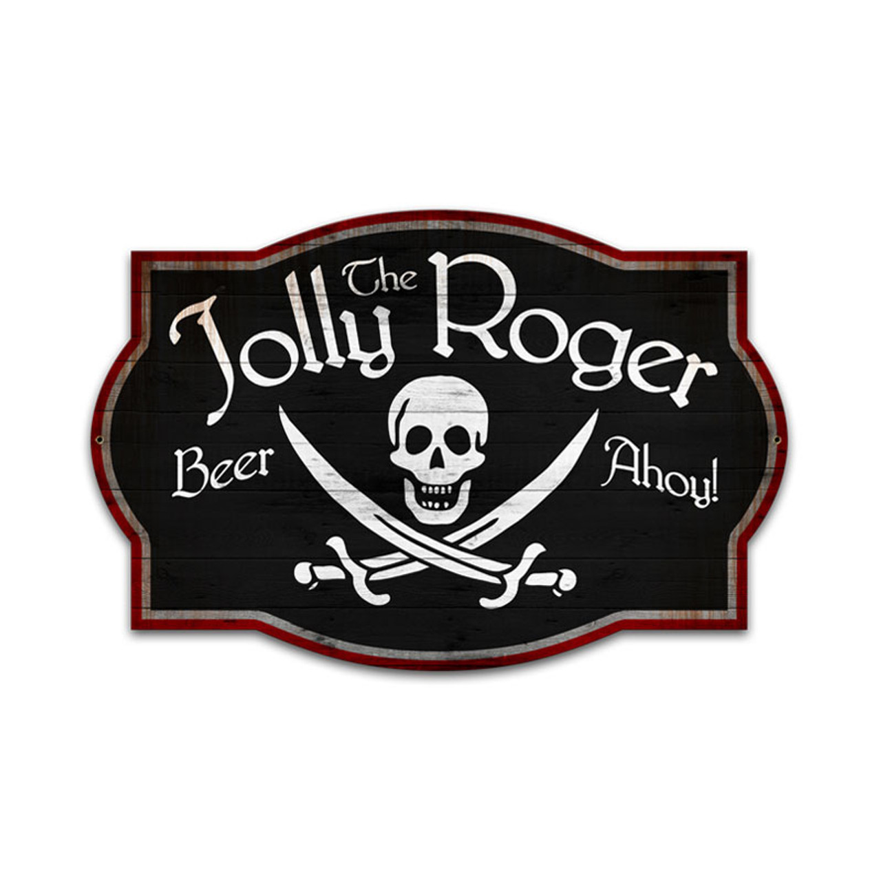 Retro Jolly Roger Custom Shape Metal Sign 24 x 16 Inches