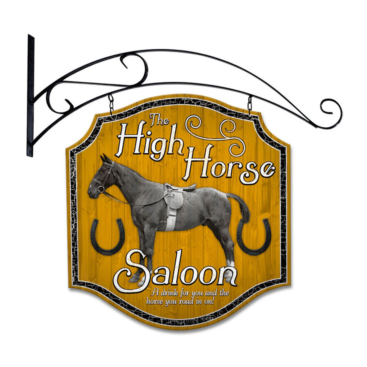 Retro High Horse Tavern Double Sided  w Wall Mount Sign 20 x 20 Inches