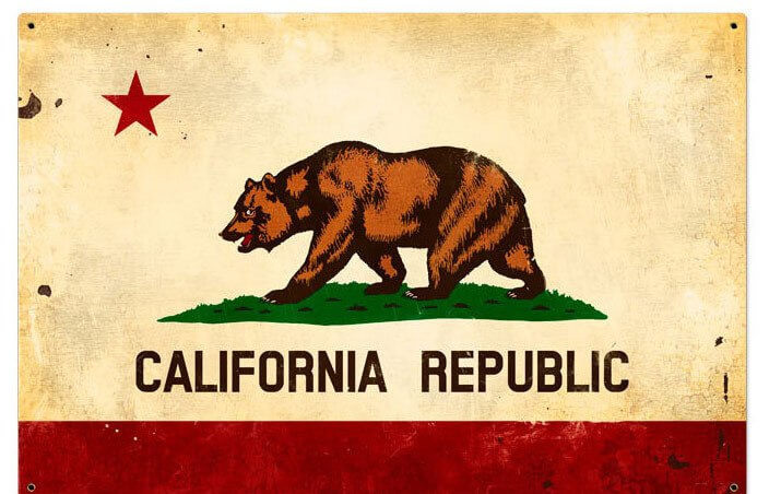 Retro California Flag Metal Sign 36 x 24 Inches