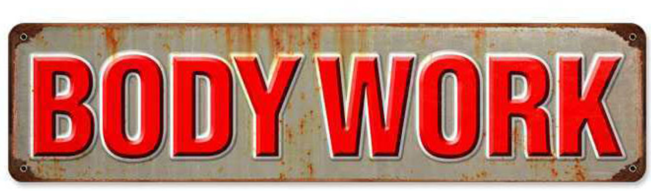 Retro Body Work Metal Sign 20 x 5 Inches