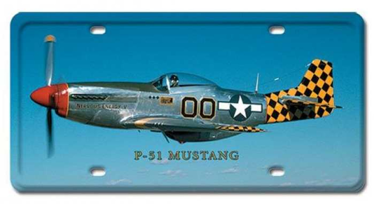 Vintage P-51 Mustang License Plate 6 x 12 Inches