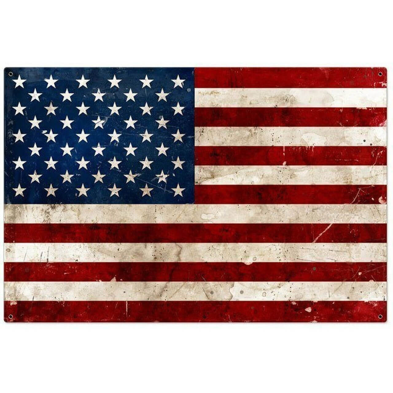 Rustic USA Flag Metal Sign 36 x 24 Inches
