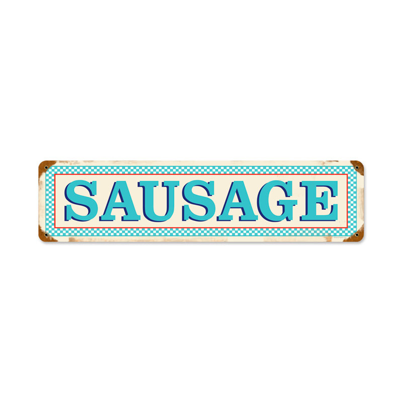 Blue Sausage Vintage Metal Sign 20 x 5 Inches